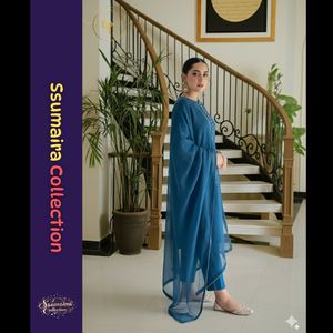 Ssumaira presenta elegante traje bordado de 3 piezas Salwar Kameez Dupatta | Ropa paquistaní festiva Anarkali - Product Image 2