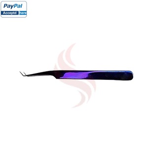 Pince à épiler professionnelle personnalisable en acier inoxydable violet Sevetlana, à fibres lisses, biseautée, avec logo, pointue et droite, pour la vente en gros - Product Image 3