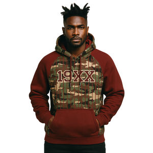 Sudadera con Capucha KAP Camo, Color Granate, Mangas Raglán, Rayas Finas, Mezcla de Algodón, Ropa de Fraternidad Griega, Divine Nine HBCU, Año de Fundación - Product Image 1