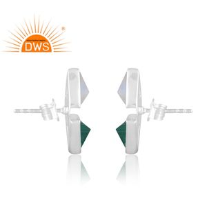 Pendiente de piedras preciosas de malaquita y luna de arcoíris Natural de plata de ley de diseño caliente, joyería de diseño personalizado para mujer, regalo para ella - Product Image 4