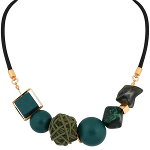 Tendencia elegante collar de resina cuentas corazón corte enlace gargantillas collar colorido bordado fiesta joyería Mujer - Product Image 1