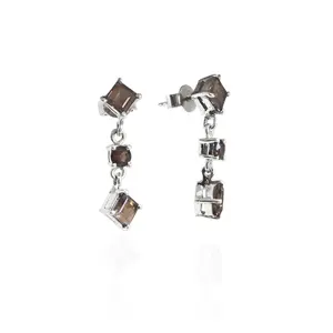 Pendientes de Plata 925 con Cuarzo Ahumado para Mujer, Joyería Elegante, Idea de Regalo - Product Image 3