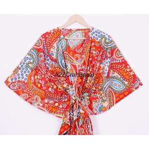 Kaftan pour femmes 100% coton, fait main, robe longue maxi à imprimé floral, robe de plage confortable, style hippie - Product Image 2