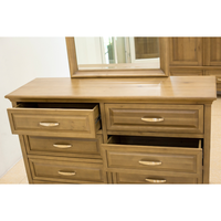 Commode à 6 tiroirs en bois de peuplier ADELA avec miroir, style contemporain, écologique, durable, en fer, autoportante, pour chambre à coucher, facile à assembler