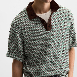 POLO DE PUNTO JACQUARD, ropa de calle de manga corta para hombre, camisa de moda para hombre de alta calidad, tela de algodón cómoda personalizable - Product Image 6