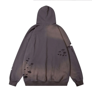 2024 nuevo estilo de ropa de calle de alta calidad para hombres, Sudadera con capucha bordada desgastada, gran oferta, diseño de tendencia, Sudadera con capucha desgastada para hombres - Product Image 4