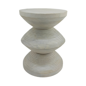 Mesa auxiliar de madera con mango, forma redonda, acabado marrón para el hogar, sala de estar, muebles decorativos, taburete hecho a mano a granel - Product Image 4