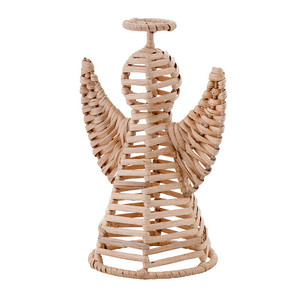 OEM ODM Usine de vente en gros Décoration d'ange en rotin moderne Ornements de vacances en osier faits à la main Ange en rotin pour Noël - Product Image 3