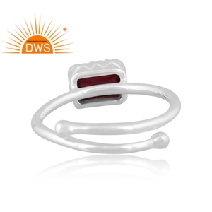 Best Handcrafted Fine Sterling <b>Silver</b> Natural <b>Garnet</b> Gemstone Stackable <b>Ring</b> Custom Jewelry Manufacturer - Product Image 4