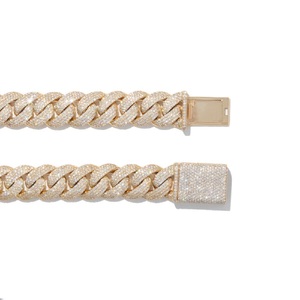 Cadena de eslabones cubanos de corte redondo de estilo Hip Hop de diamante de claridad VVS de moissanita de Plata de Ley 925 para hombres - Product Image 2