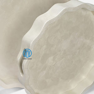 Nacre blanche plateau rond bord de vague plateau de service décoratif fait à la main vadrouille coquille plateau Vietnam décor à la maison fournisseur - Product Image 3