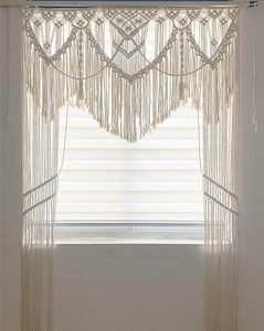 Elegantes cortinas Bohemias de macramé con arte hecho a mano para detalles rústicos para el hogar en colores naturales y texturas suaves - Product Image 1
