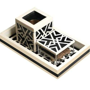 Quemador de incienso hecho a mano de madreperla Bakhoor con soportes de cera con incrustaciones de hueso para verano y primavera - Product Image 1
