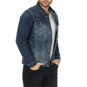 Veste en jean pour hommes sur mesure Veste en jean simple d'hiver bleue en coton pour hommes Veste de rue principale pour homme - Product Image 3