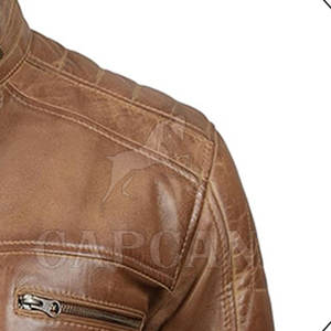 Veste imperméable en cuir marron à manches longues avec design personnalisé Veste en cuir respirante pour hommes - Product Image 4