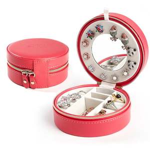 Jeulia Modern Double-Layer Round PU Jewelry <b>Box</b> with <b>Mirror</b> and Custom Logo - Product Image 1