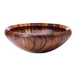 Round Custom Salad Bowl 2023 Wholesale Outlet Totally Bamboo Wood Handicraft Food Storage Serving Bowls Home Hotel Restaurant