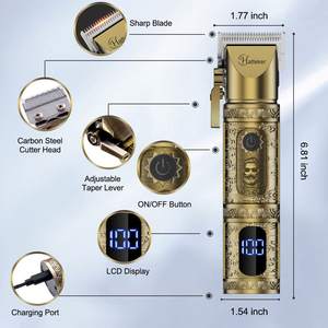 Tondeuse à cheveux professionnelle sans fil rechargeable pour hommes, rasoir électrique à lame en T, kit de toilettage pour barbier, source d'alimentation LED, batterie - Product Image 2