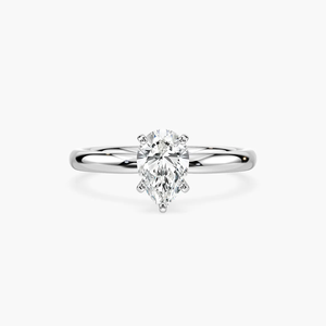 Bague de fiançailles en diamant de laboratoire taille poire allongée de 1,00 carat, sertie en solitaire, or massif 14 carats, bague de mariée classique pour femmes - Product Image 5