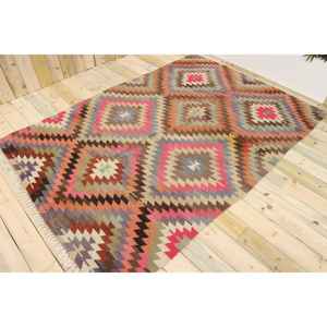 Tapis turc, tapis vintage 5,8x8,3 pieds, tapis en laine rouge à imprimé animal - Product Image 1