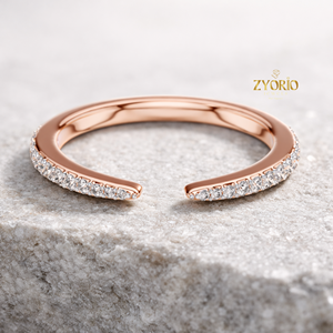 <b>Open</b> Cuff Lab Diamond 10K GOLD <b>Ring</b> Minimal Stackable Womens Band - Product Image 3