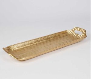 Plateau rectangulaire en laiton fabriqué à la main pour thé café petit-déjeuner collations et fruits secs avec polissage de qualité supérieure et design antique - Product Image 2