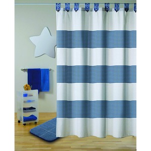 Tenda da Doccia Premium Quadro Blu 180x200 - Product Image 1