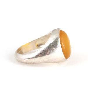 Anillo Redondo de Plata de Ley 925 para Hombre con Incrustaciones de Ámbar Sintético y Turquesa, Engaste en Bisel, 9.6g de Peso, para Uso Diario - Product Image 4