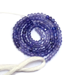 Cuentas microfacetadas Rondelle de 3mm-4mm de tanzanita natural AAA, cuentas facetadas de piedras preciosas semipreciosas de tanzanita múltiple para la fabricación de joyas - Product Image 3