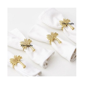 Juego de Anillos para Servilletas de Diseño Nuevo en Color Dorado Aluminio, Juego de Cuatro Anillos para Servilletas con Forma de Árbol para el Hogar y Restaurantes - Product Image 1