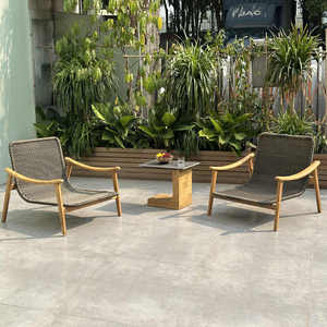 Hôtel de luxe Chaise de jardin en bois de teck Patio Loisirs Chaise longue en osier Cadre en bois massif PE Rond Rotin Fauteuil d'extérieur - Product Image 5