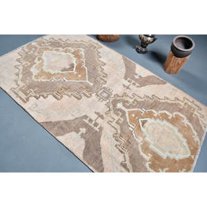 พรมสไตล์เตอร์กีวินเทจสไตล์โบฮีเมียนสีน้ำตาลพื้นที่ขนาดใหญ่แบบคลาสสิกขนาด4.4x7.5ฟุตผ้าขนสัตว์รูปสี่เหลี่ยมผืนผ้าเย็บปะติดปะต่อกันสำหรับน้ำยาง - Product Image 4