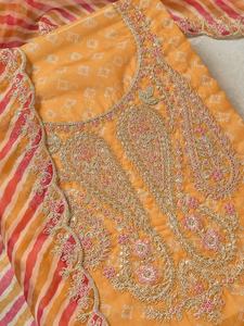 Khaddar hiver vêtements ethniques femmes pierres formelles broderie fait à la main non cousu Salwar Kameez fête respirant soie coton - Product Image 4