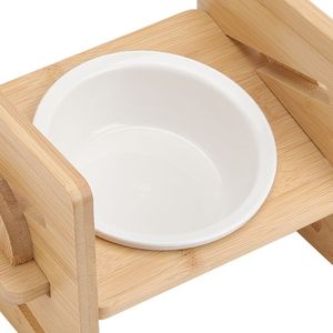 Bols surélevés en céramique pour nourriture et eau pour chats FT15 avec support en bois de bambou, solution d'alimentation hygiénique pour l'intérieur - Product Image 3