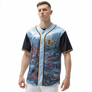 เสื้อเบสบอลสำหรับผู้ชายเสื้อซอฟท์บอลพิมพ์ลายน้ำหนักเบาแขนสั้น - Product Image 2