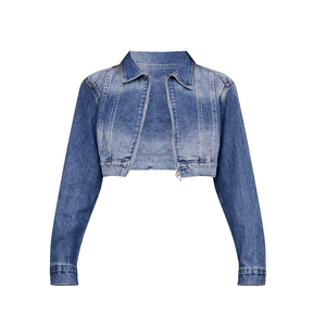 Chaqueta vaquera para mujer, prendas de vestir informales para mujer, chaqueta de otoño, abrigo vaquero con cremallera, chaqueta vaquera de gran tamaño para mujer en alta calidad - Product Image 5