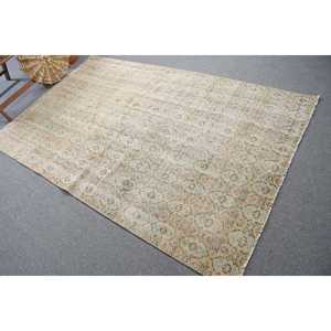 Alfombra Turca de 4.7x7.2 pies, Alfombra Vintage, Alfombra de Lana con Diseño Floral Beige y Azul - Product Image 2