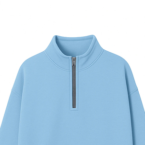 Sweat-shirt en molleton à demi-zip personnalisé, couleur unie, ample, pour femmes, sweat-shirt à quart de zip, épaules tombantes, surdimensionné, OEM - Product Image 4