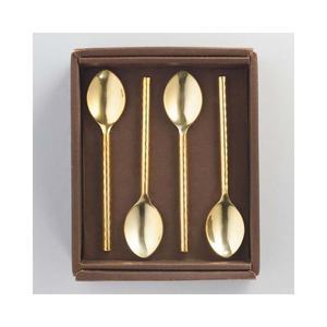 Mango redondo largo martillado de cuchara chapada en oro Juego para servir sopa Juegos de cubiertos decorativos de metal - Product Image 1