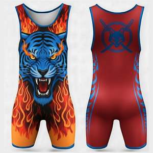Los Mejores Trajes de Lucha Libre Deportivos al por Mayor, Logotipo Personalizado, Poliéster + Elastano, Colores Personalizados, Cierre a Presión de Alta Calidad - Product Image 4
