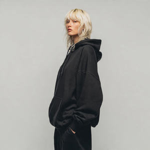 Sweat à capuche court et ample pour femme, streetwear d'automne, manches longues, pull d'hiver, coupe ample, 100% coton - Product Image 6