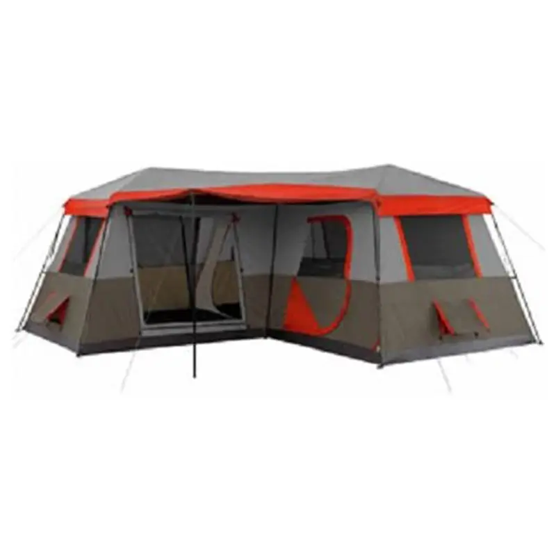 Grande spazio doppio strato tenda Tunnel 3 camere tenda campeggio di lusso 10-12 persone tenda automatica all'aperto