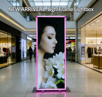 Boîte lumineuse rectangulaire double face en aluminium sur mesure pour intérieur, vente en gros, impression de logo OEM, affichage publicitaire, fabricant, commerce