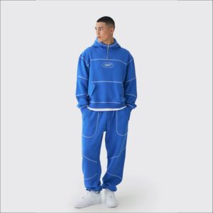 Sweat-shirts et pantalons de survêtement pour hommes en polyester/coton de haute qualité, décontractés, unis, streetwear, impression personnalisée sur écran - Product Image 4