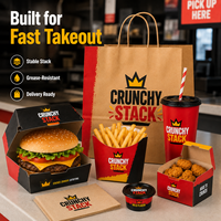 Boîte en papier kraft personnalisée pour emballage de frites, poulet frit, hamburgers et autres plats à emporter de type McDonald's, avec impression de logo.