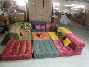 Disen Furniture Customizable Floor Multi Color Fabric Sectional Sofa Living Room Canape Roche Bobois Divano Mah Jong Sofa