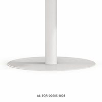 Table de réunion carrée compacte avec plateau en bois grainé beige clair et piédestal blanc pour les zones de réception et de discussion au bureau