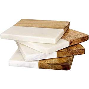 High Quality <b>Round</b> White Marble <b>Wood</b> Tea Coaster Set Quality Cork Material <b>for</b> <b>Table</b> <b>Top</b> Tea Coffee Serving-Direct Manufacturer - Product Image 2