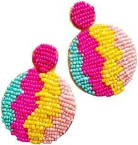 Pendientes de cuentas multicolores hechos a mano para mujeres y niñas Nueva joyería de moda con bordado para India - Product Image 2