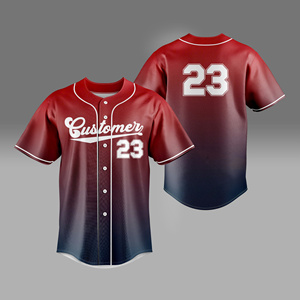 Camiseta de Béisbol Transpirable con Estampado Degradado Personalizado de Moda, Ropa Deportiva con Botones para Hombre, 100% Poliéster - Product Image 6